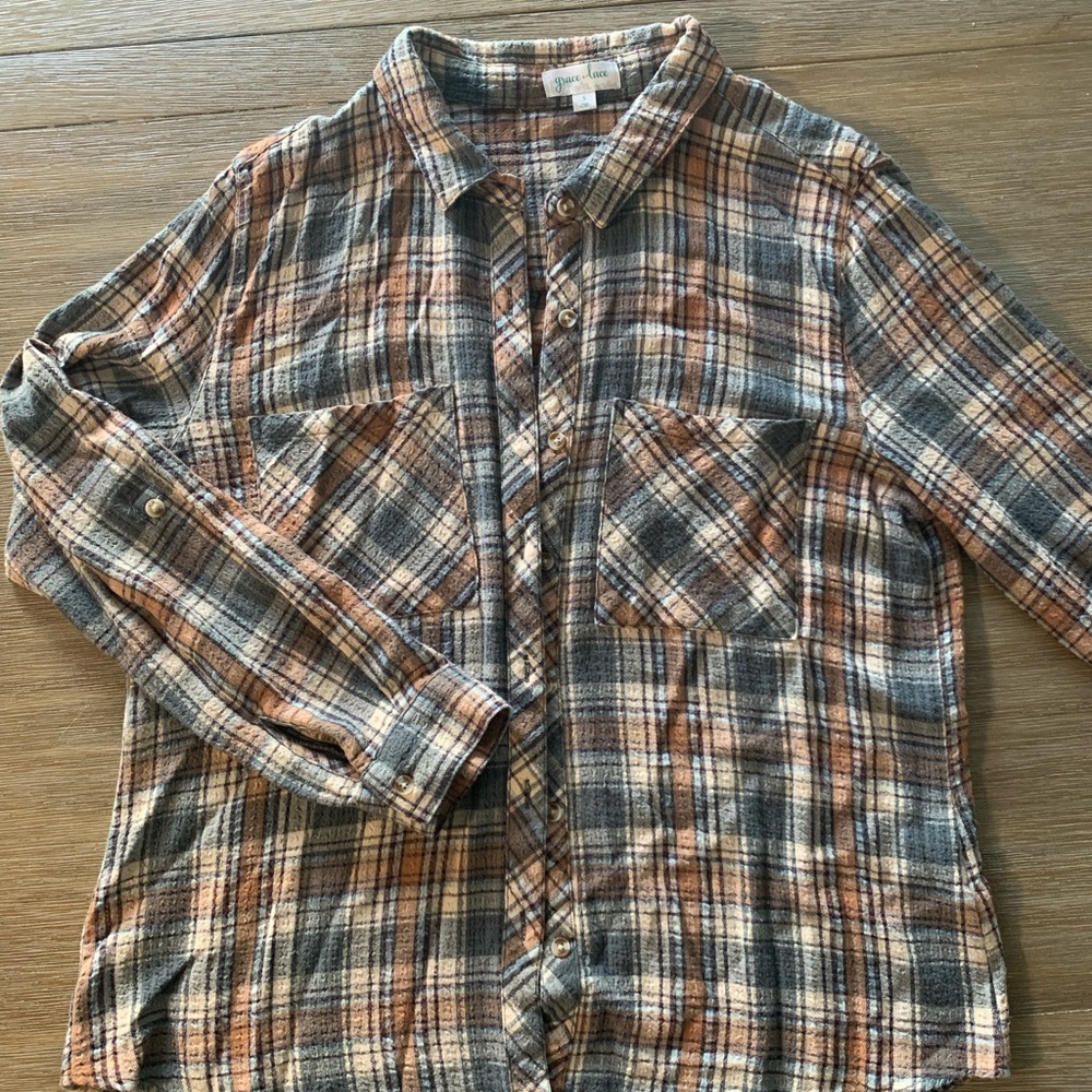 Grace & Lace women’s Plaid Shirt in Brown and Gray